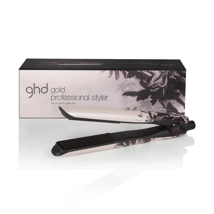 ghd gold ink on pink styler